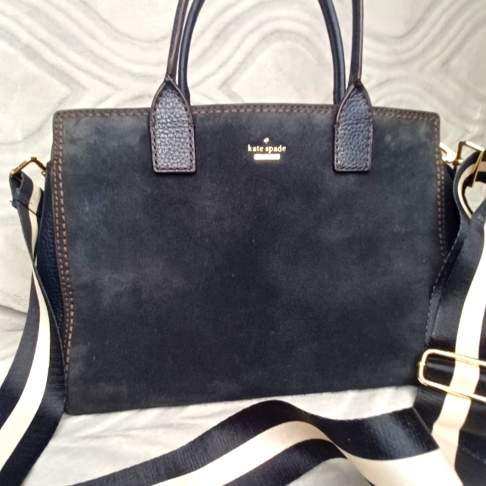 Kate Spade Navy Blue Suade And Pebble Leather...11x9x6...GUC...$398 Retail